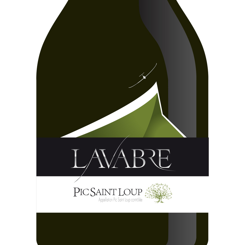 Création et décoration d'étiquette de vin Pic Saint loup avec arbre illustré