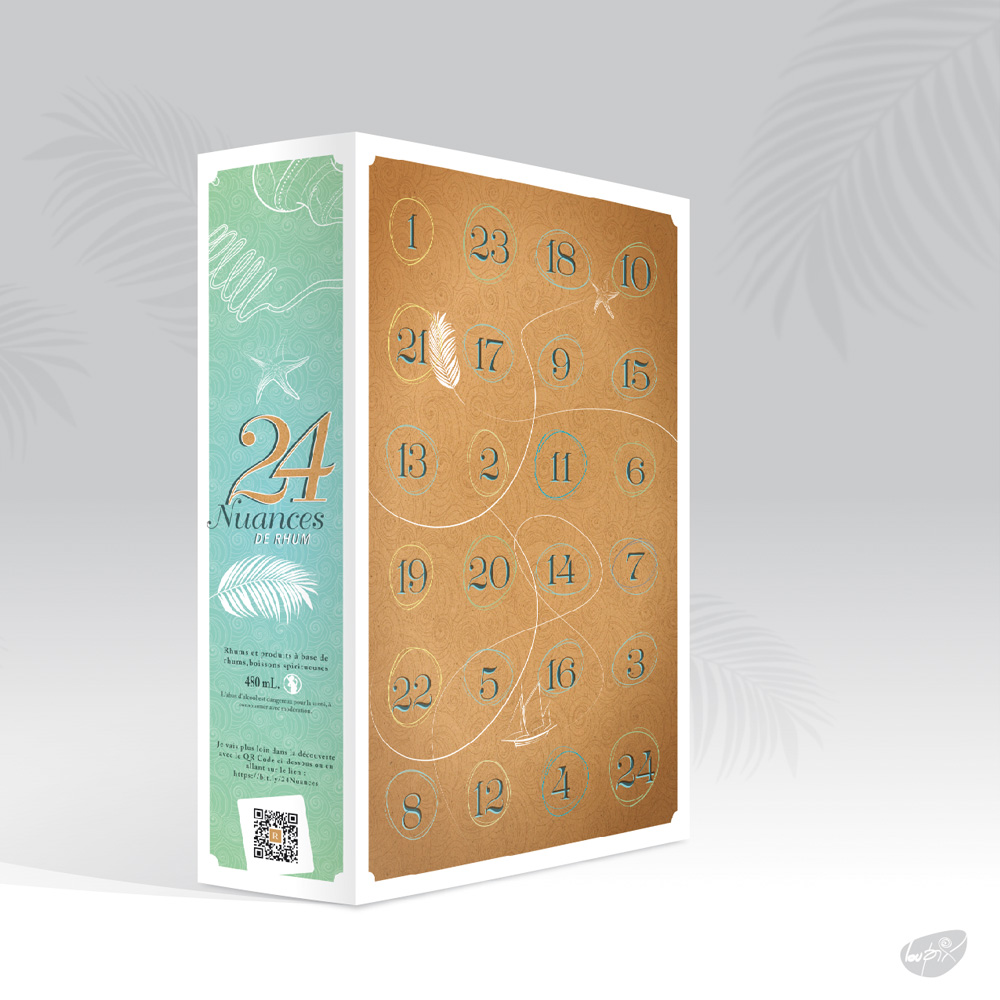 Design graphique packaging de boite de dégustation de rhums